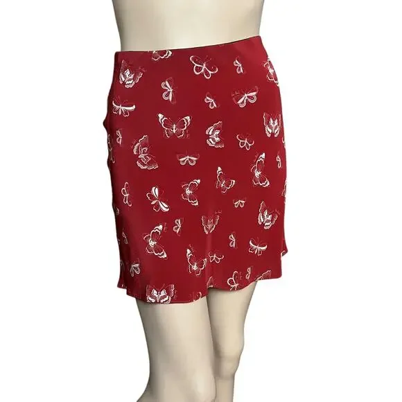 Realisation 100% Silk Par Cookies Mini Skirt S Butterfly Print Elastic Waist - Picture 4 of 9